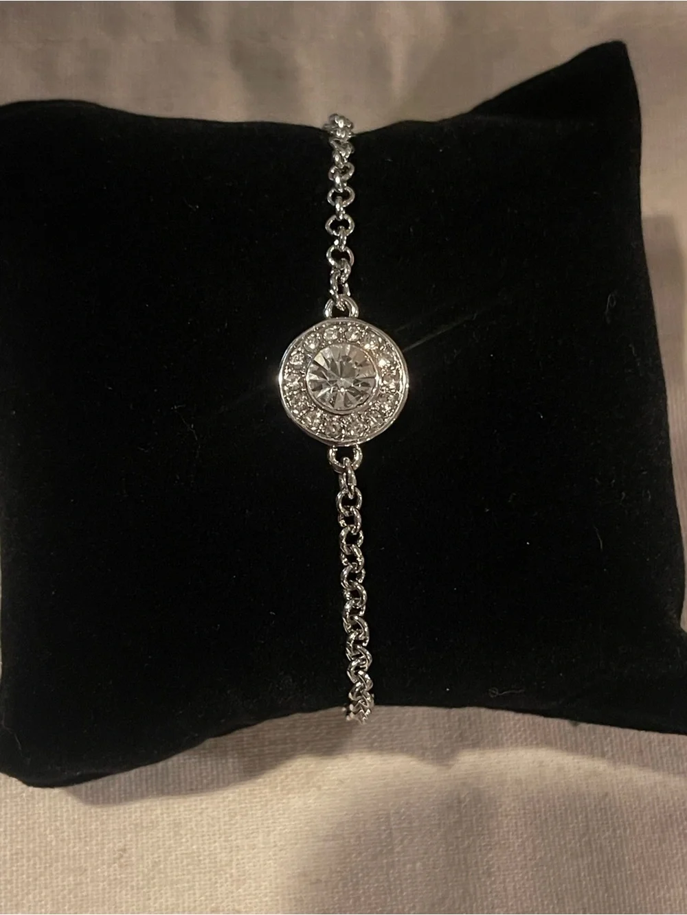 Swarovski Silver Crystal Halo Link Bracelet